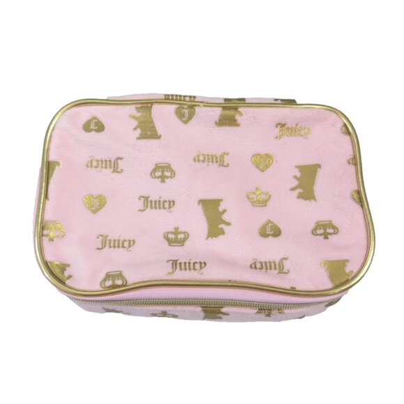 Juicy Couture Pink Velour Travel Organizer Storage Case Dog Logo - Picture 1 of 5